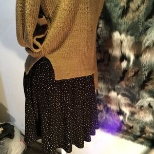 H&M BASIC BLACK SLINGY SKIRT WITH WITH DOTS